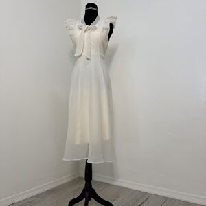 Elegant Cream Midi Organza Dress